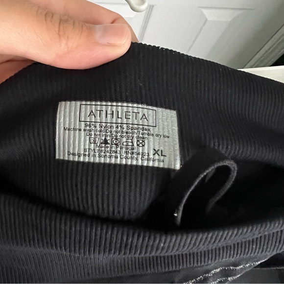 Athleta Shimmer Stripe leggings black silver metallic tights full length xl - Picture 9 of 11